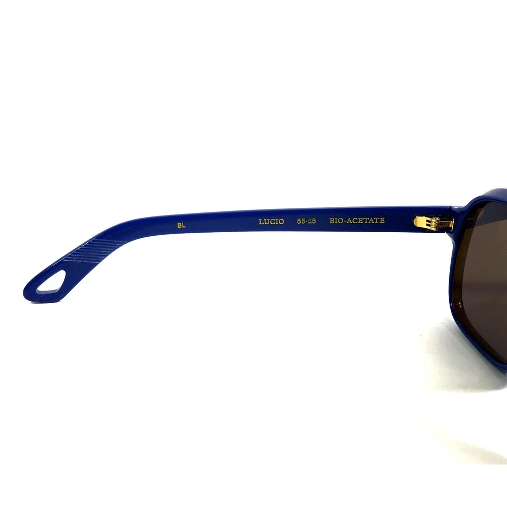 Alfred Kerbs Sunglasses LUCIO BL Shiny Blue Aviator Frames with Dark Gray Lenses
